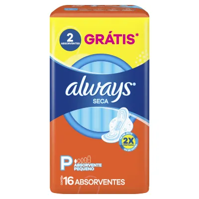 Absorvente Always Básico Super Proteção Seca com Abas 16 Unidades